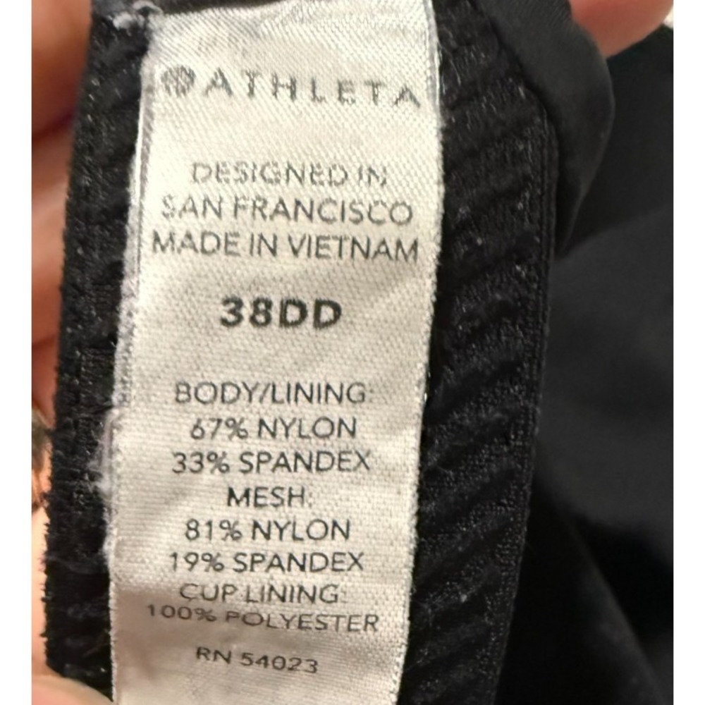 Athleta Advance Sports Bra 38DD Black Padded High Support Racerback Adjustable - Picture 3 of 3